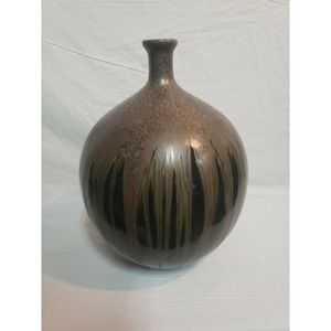 Hosley Pottery Vase with Glittery Gold Top